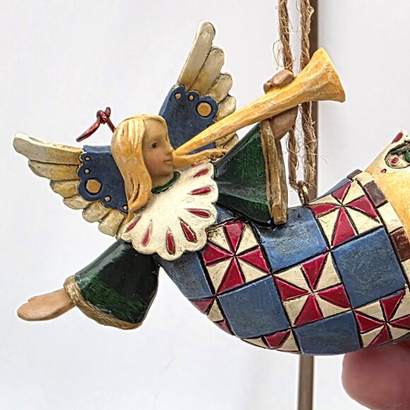Jim Shore Heartwood Creek Enesco Angel With Trumpet 2002 Christmas Ornament 4" - Picture 2 of 8